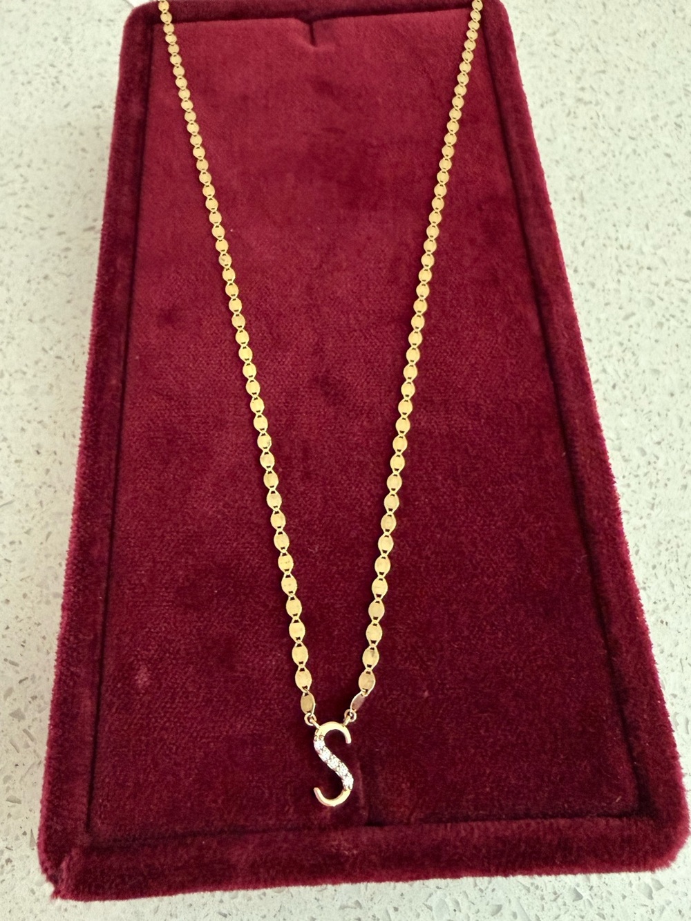 LANA 14K Yellow Gold Necklace Diamond Initial S Pendant 18"